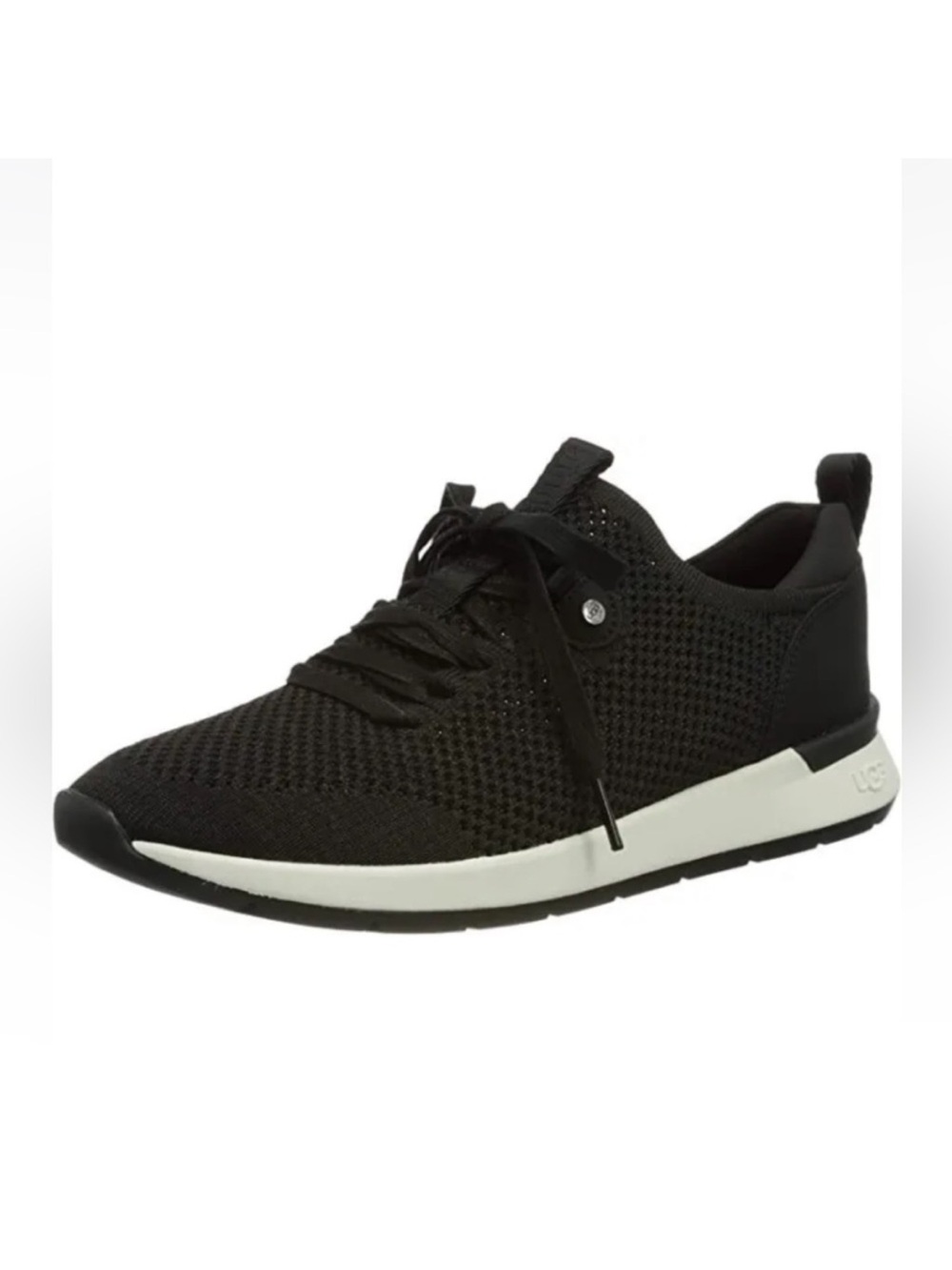 UGG Tay Sneaker Black White Lace-Up Tie Mesh Knit Cushioned Rubber 5.5 36.5